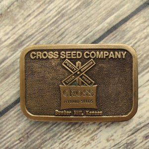 Cross Seed Company Belt Buckle Bunker Hill Kansas